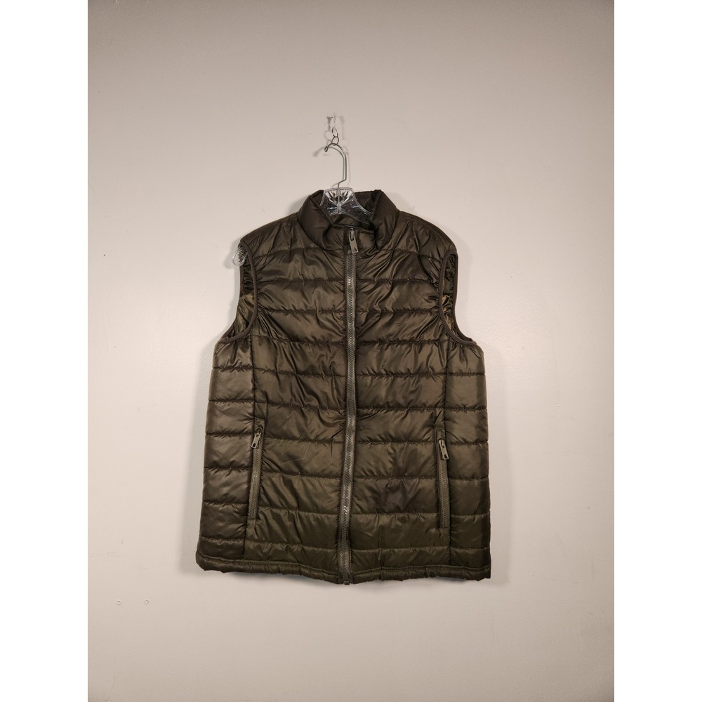 RAW 7 DESIGN Puffer Vest Men XL Olive Green Quilted Full Zip Waterproof Outdoor